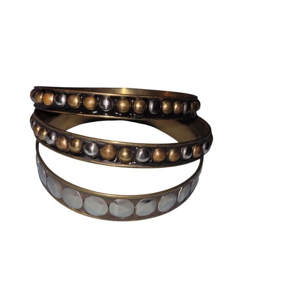 Elegant Gold and Silver Bangle Set - Picture 1 of 5
